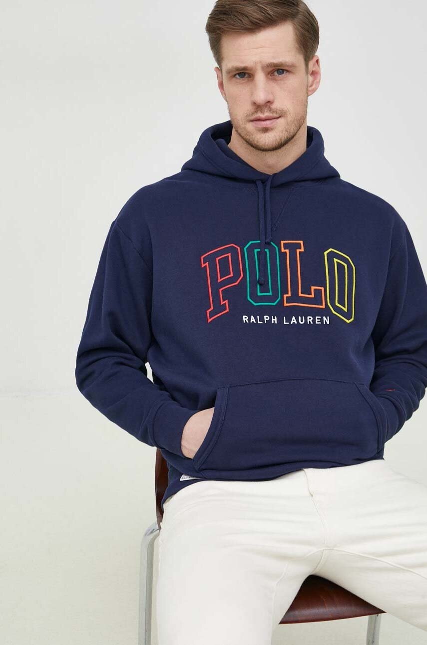 

Кофта Polo Ralph Lauren чоловіча колір синій з капюшоном з аплікацією