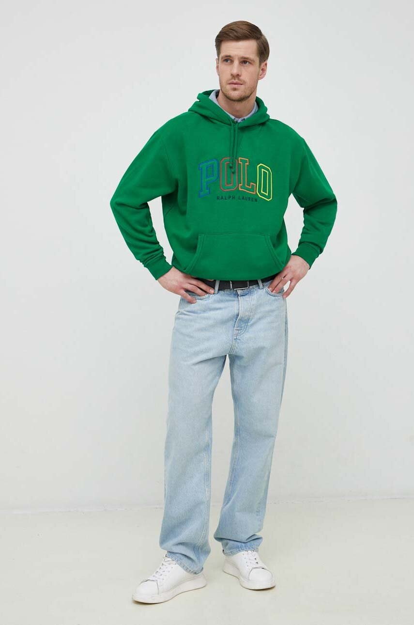 

Суичър Polo Ralph Lauren в зелено с качулка с апликация, Зелен