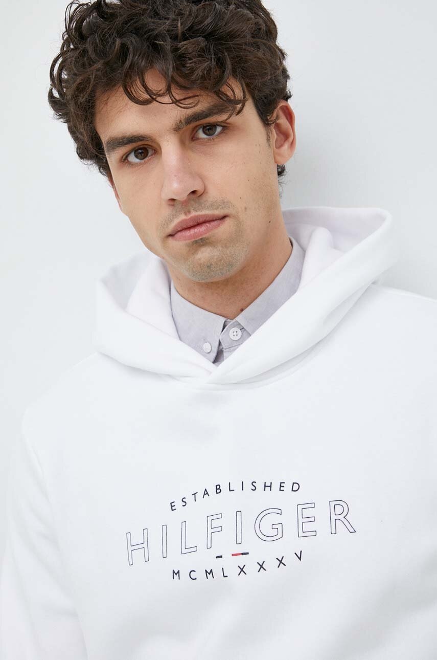 

Кофта Tommy Hilfiger мужская цвет белый с капюшоном с принтом