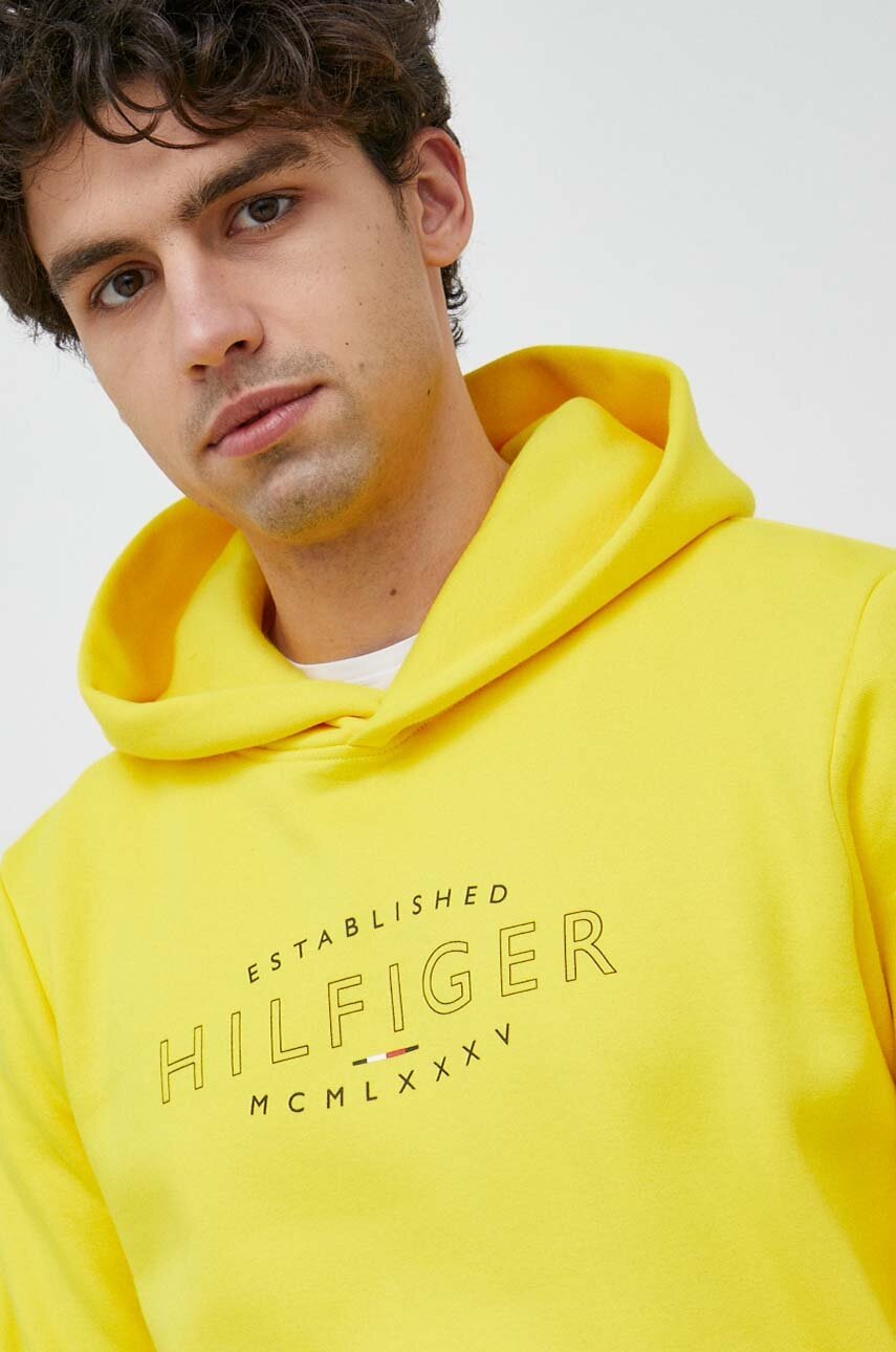 

Кофта Tommy Hilfiger мужская цвет жёлтый с капюшоном с принтом
