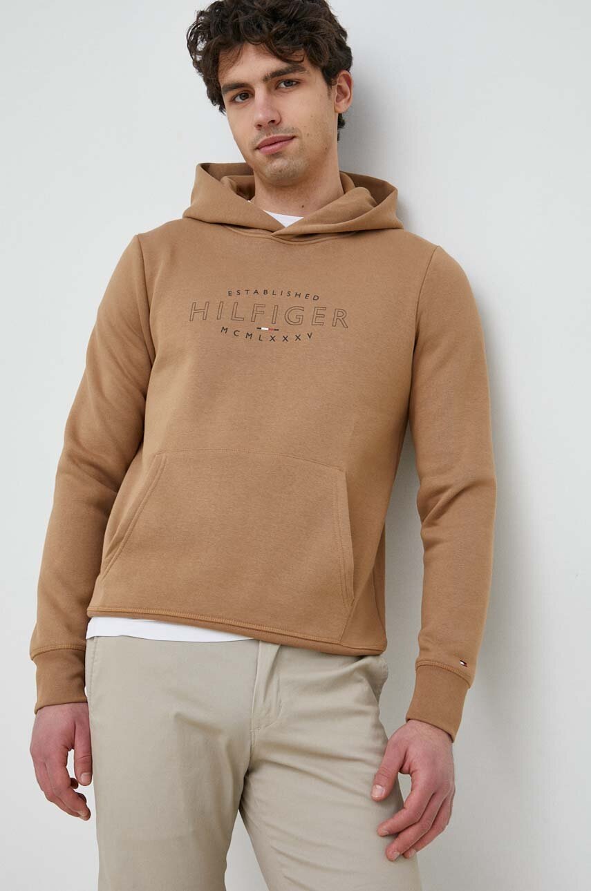 

Кофта Tommy Hilfiger чоловіча колір коричневий з капюшоном з принтом