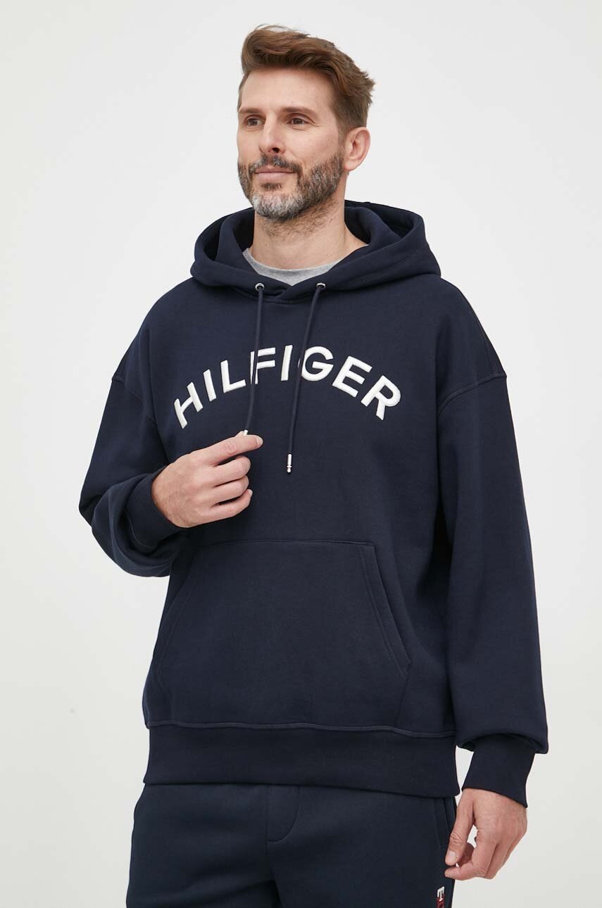 

Кофта Tommy Hilfiger чоловіча колір синій з капюшоном з аплікацією