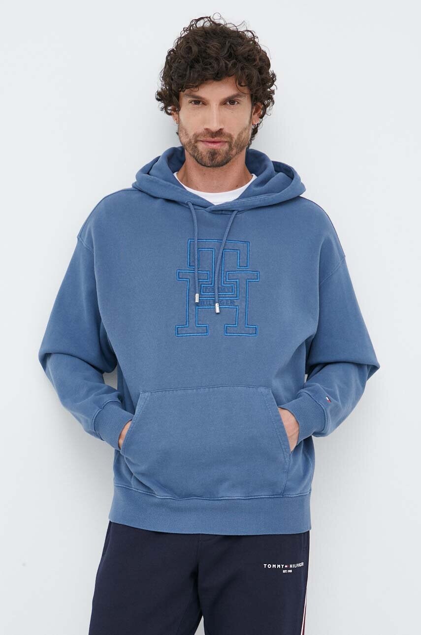 

Бавовняна кофта Tommy Hilfiger чоловіча з капюшоном з аплікацією