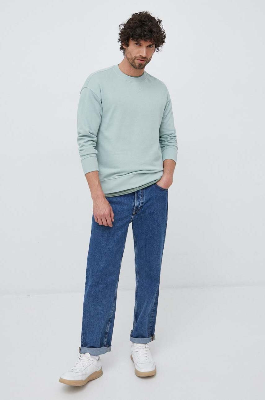 

Хлопковая кофта United Colors of Benetton мужская цвет бирюзовый однотонная