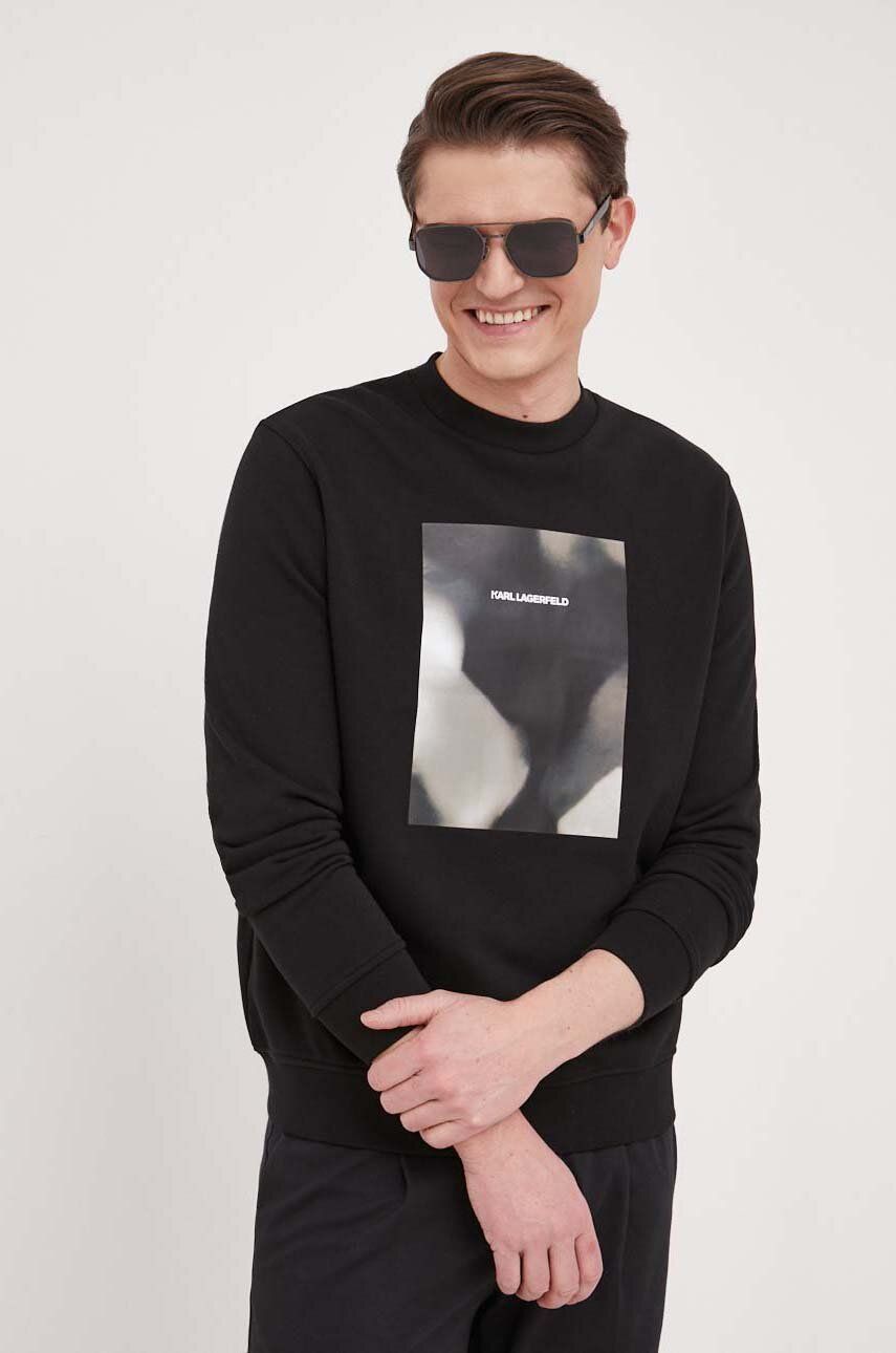 Karl Lagerfeld bluza barbati, culoarea negru, cu imprimeu