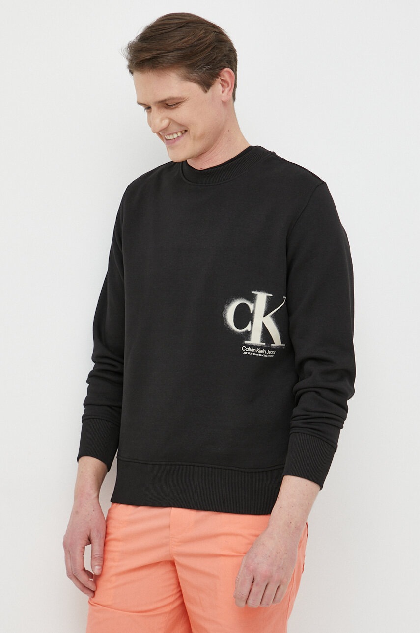 

Суичър Calvin Klein Jeans в черно с принт, Черен