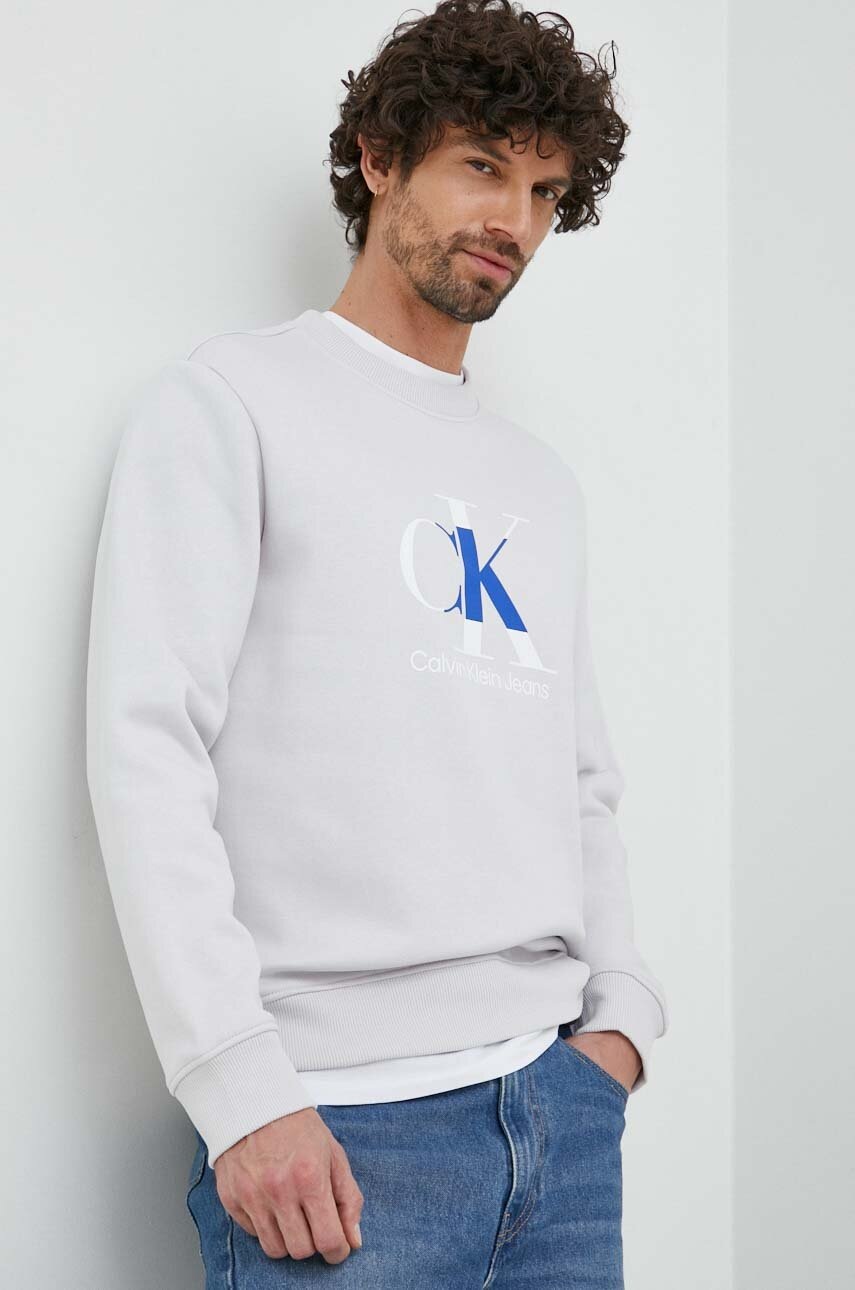 

Суичър Calvin Klein Jeans в сиво с принт, Сив