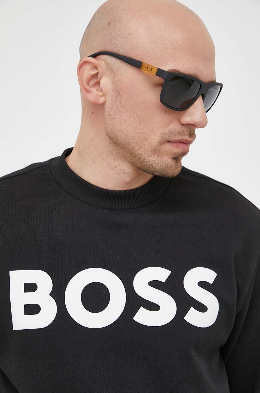 Βαμβακερή μπλούζα BOSS BOSS ORANGE San Jared-C χρώμα: μαύρο φωτογραφία