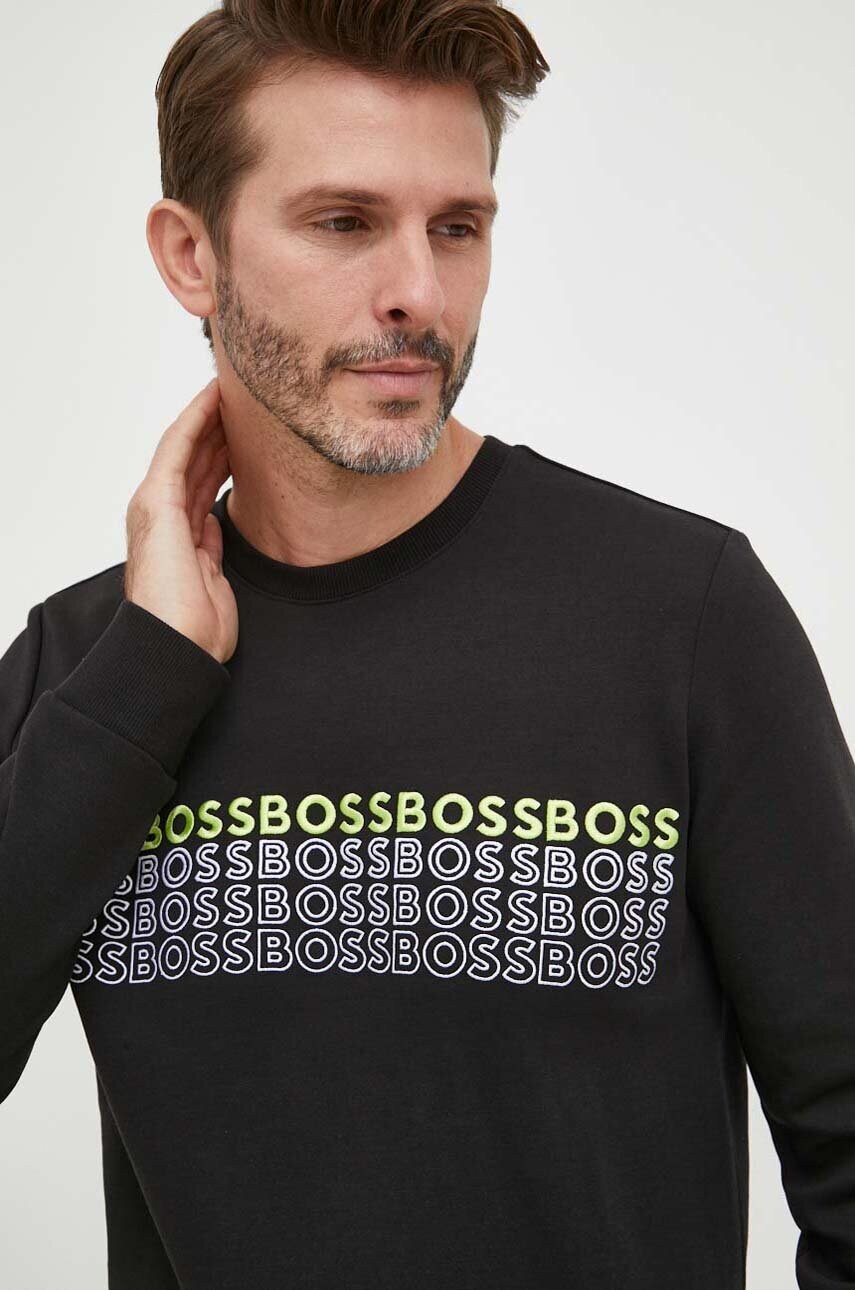 

Кофта BOSS BOSS GREEN чоловіча колір чорний з аплікацією