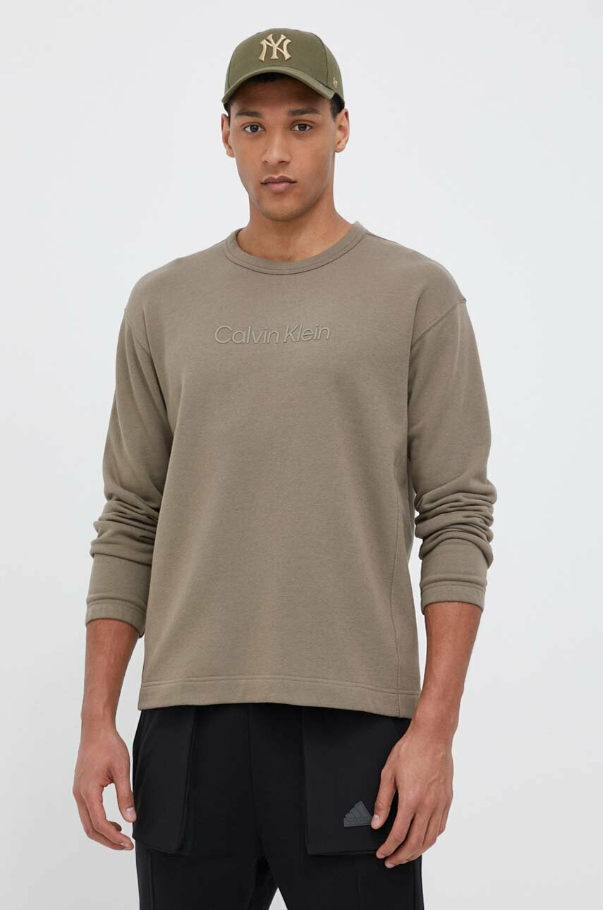 

Суичър за трениране Calvin Klein Performance Essentials в кафяво с принт, Зелен
