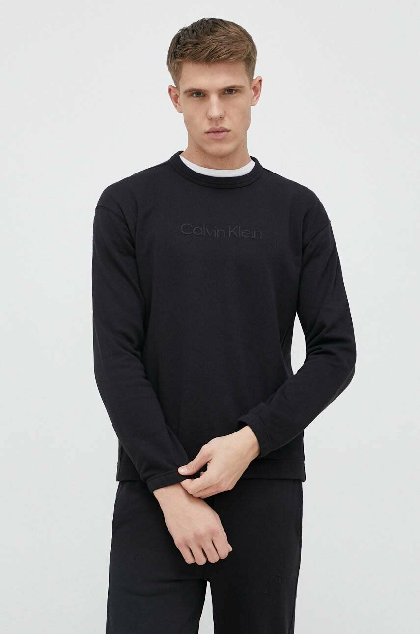 Tréninková mikina Calvin Klein Performance Essentials černá barva, s potiskem - černá - 72 % Bavlna