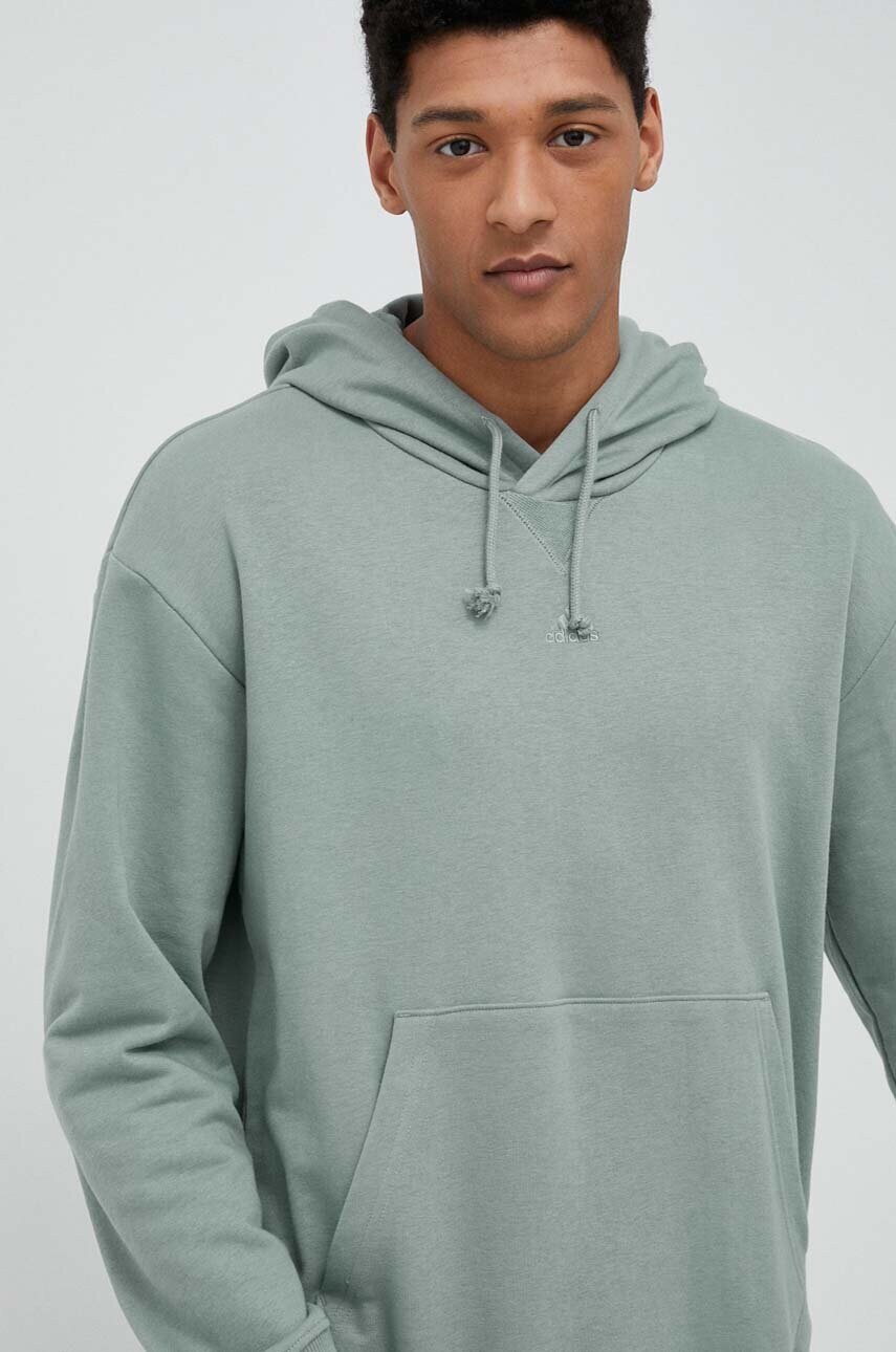 

Кофта adidas мужская цвет зелёный с капюшоном однотонная