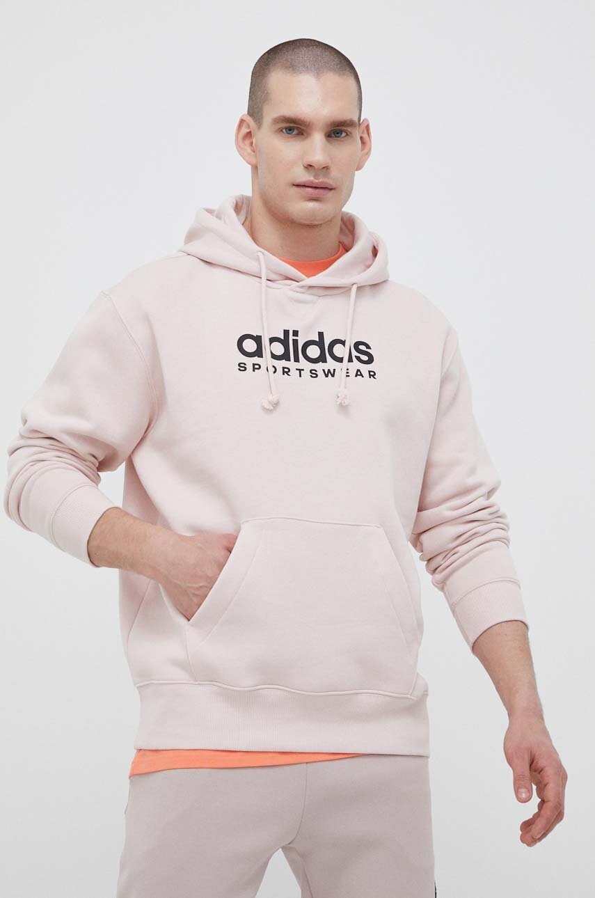 adidas bluza barbati, culoarea roz, cu glugă, cu imprimeu