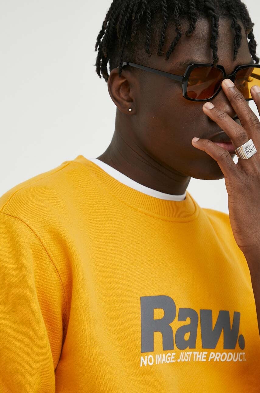 

Памучен суичър G-Star Raw в оранжево с принт, Оранжев
