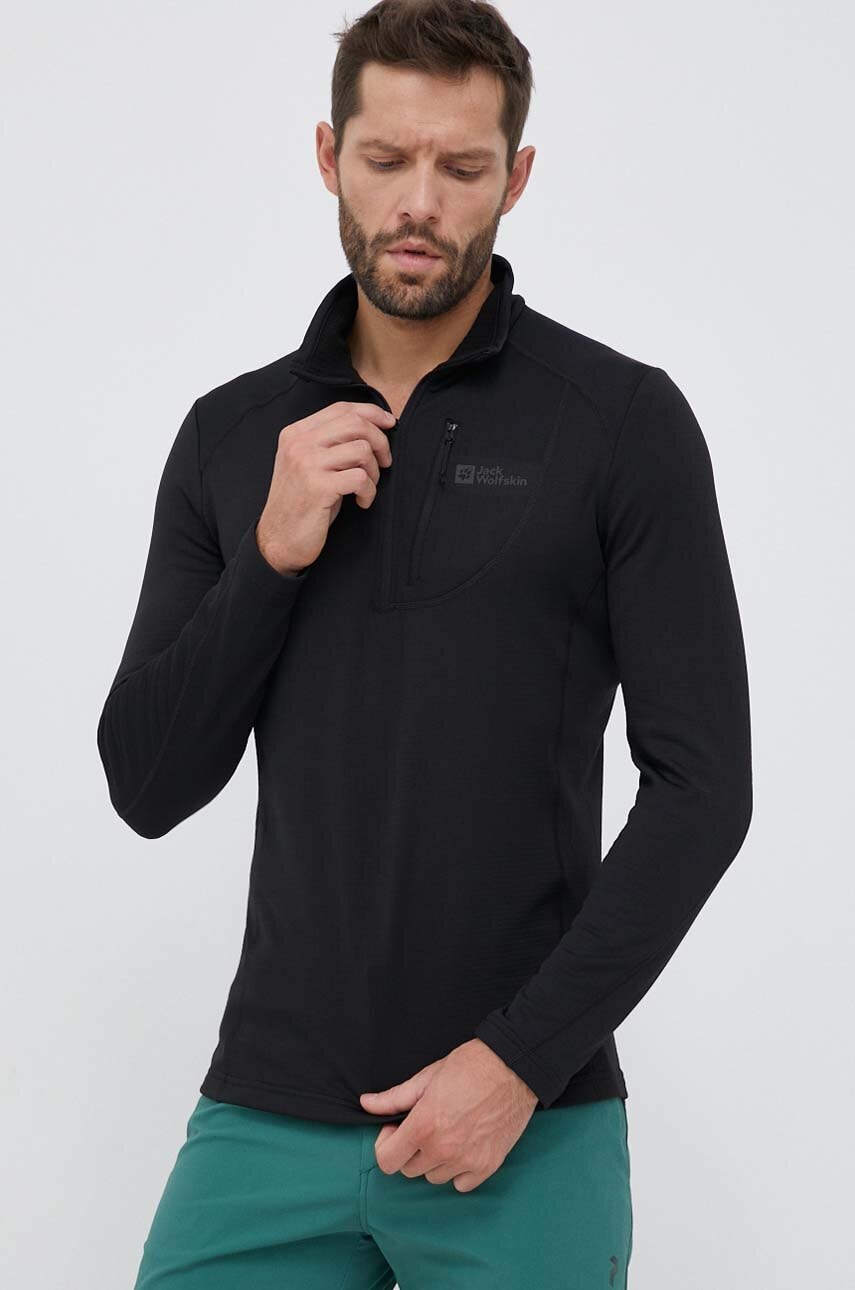 Jack wolfskin hanorac kolbenberg hz culoarea negru, neted