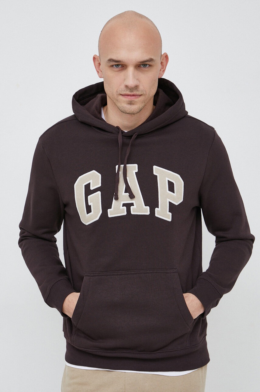 

Суичър GAP в кафяво с качулка с апликация, Кафяв