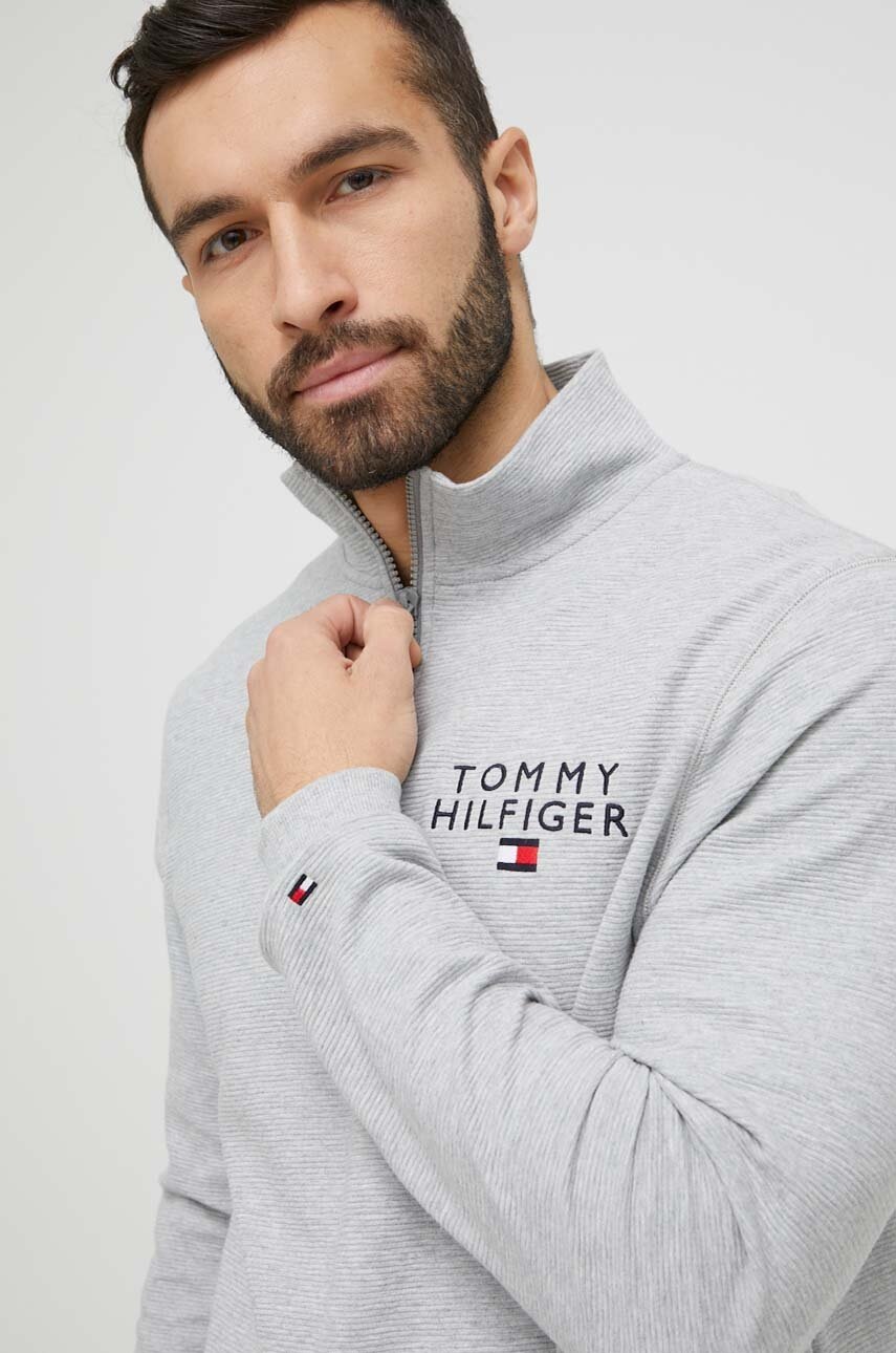 

Бавовняна кофта лаунж Tommy Hilfiger колір сірий з аплікацією