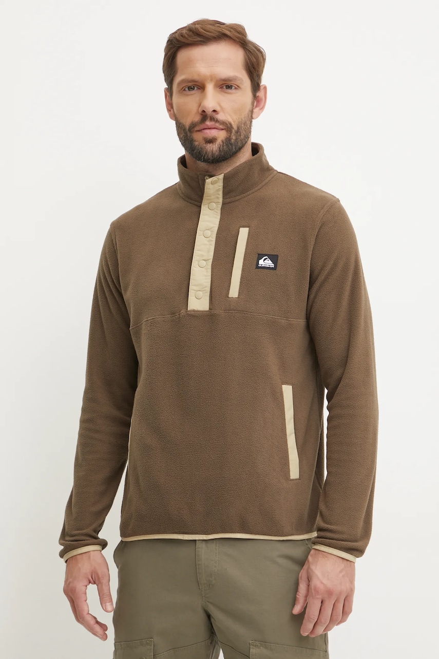 Quiksilver bluza barbati, culoarea maro, neted Quiksilver bluza barbati, culoarea maro, neted