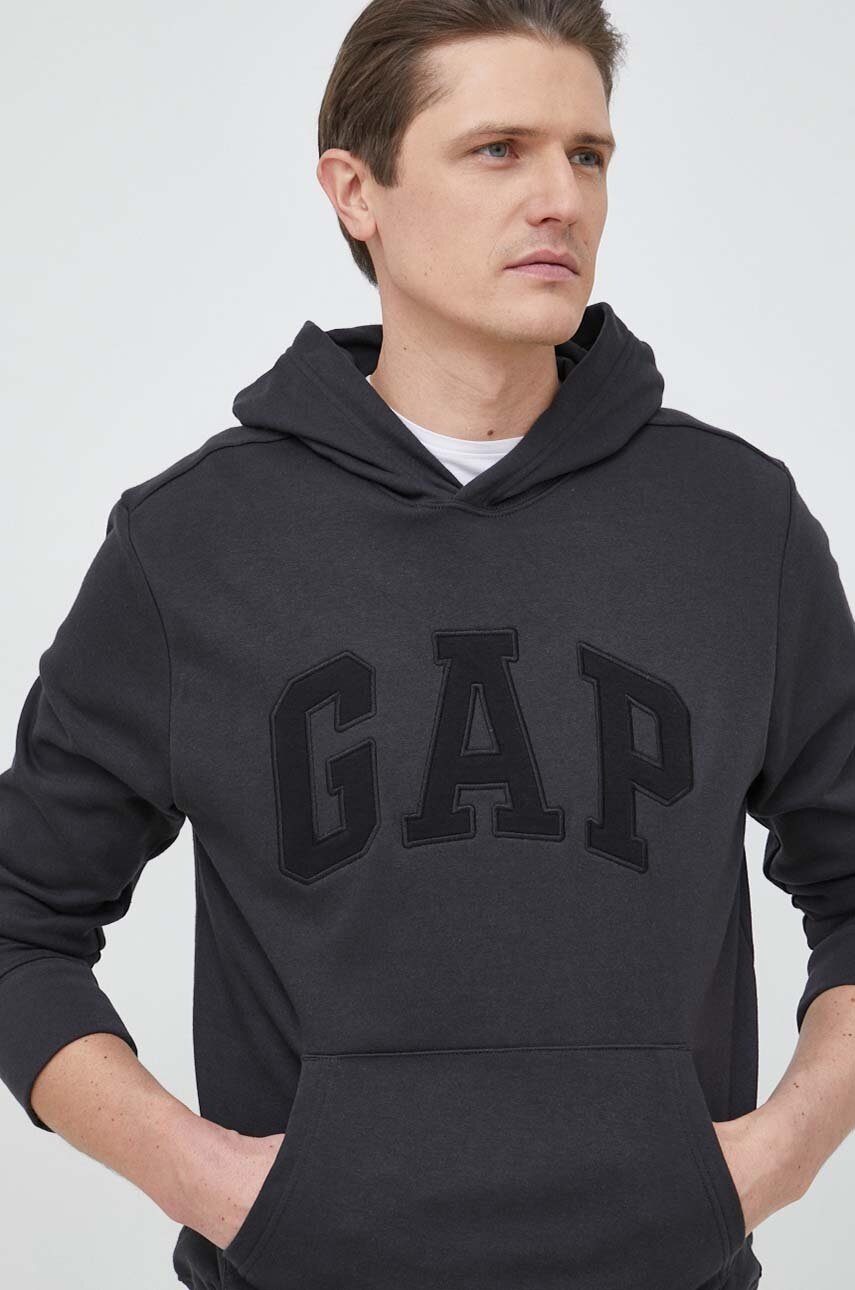 

Суичър GAP в черно с качулка с принт, Черен