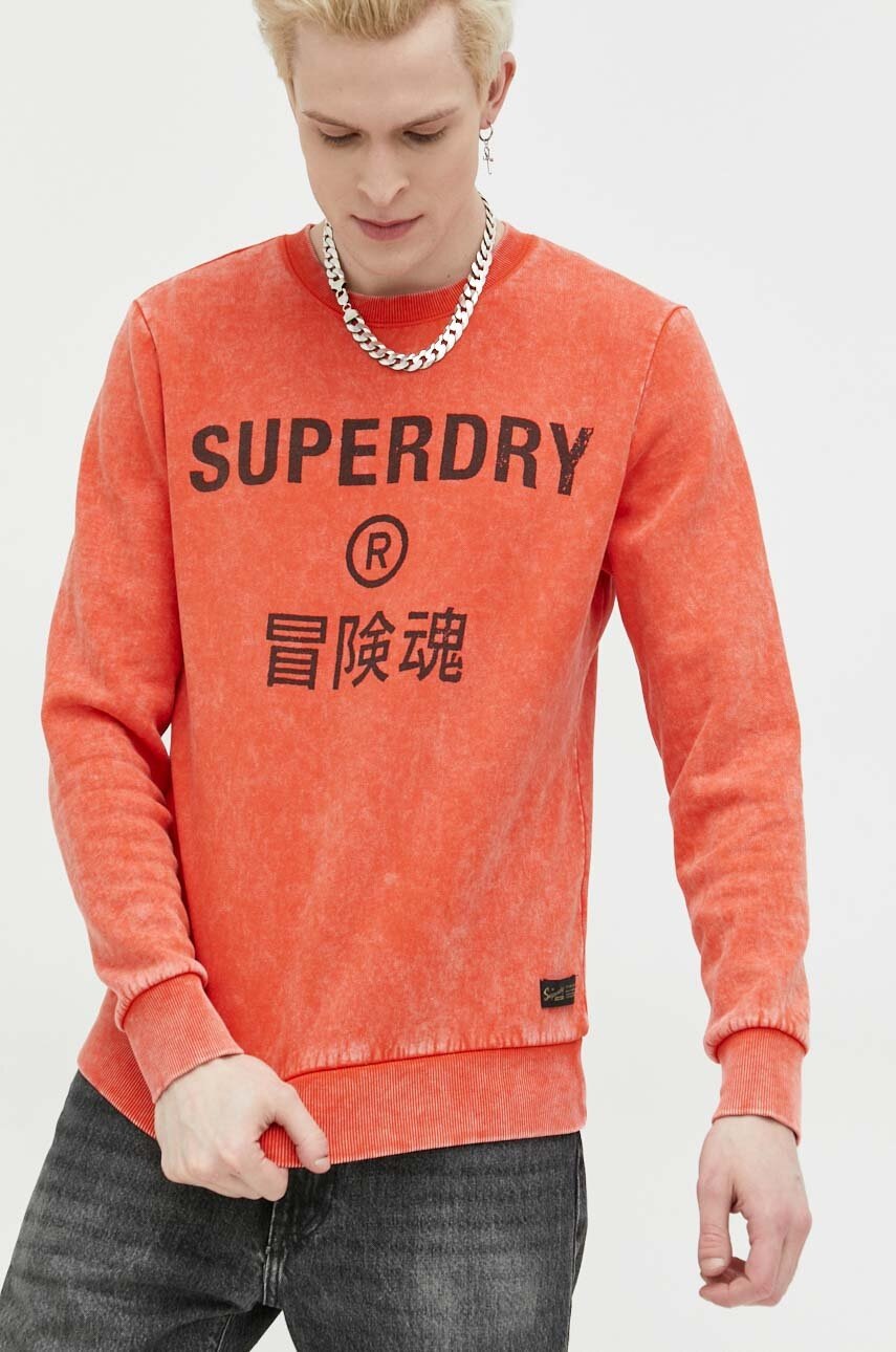 

Кофта Superdry мужская цвет оранжевый с принтом