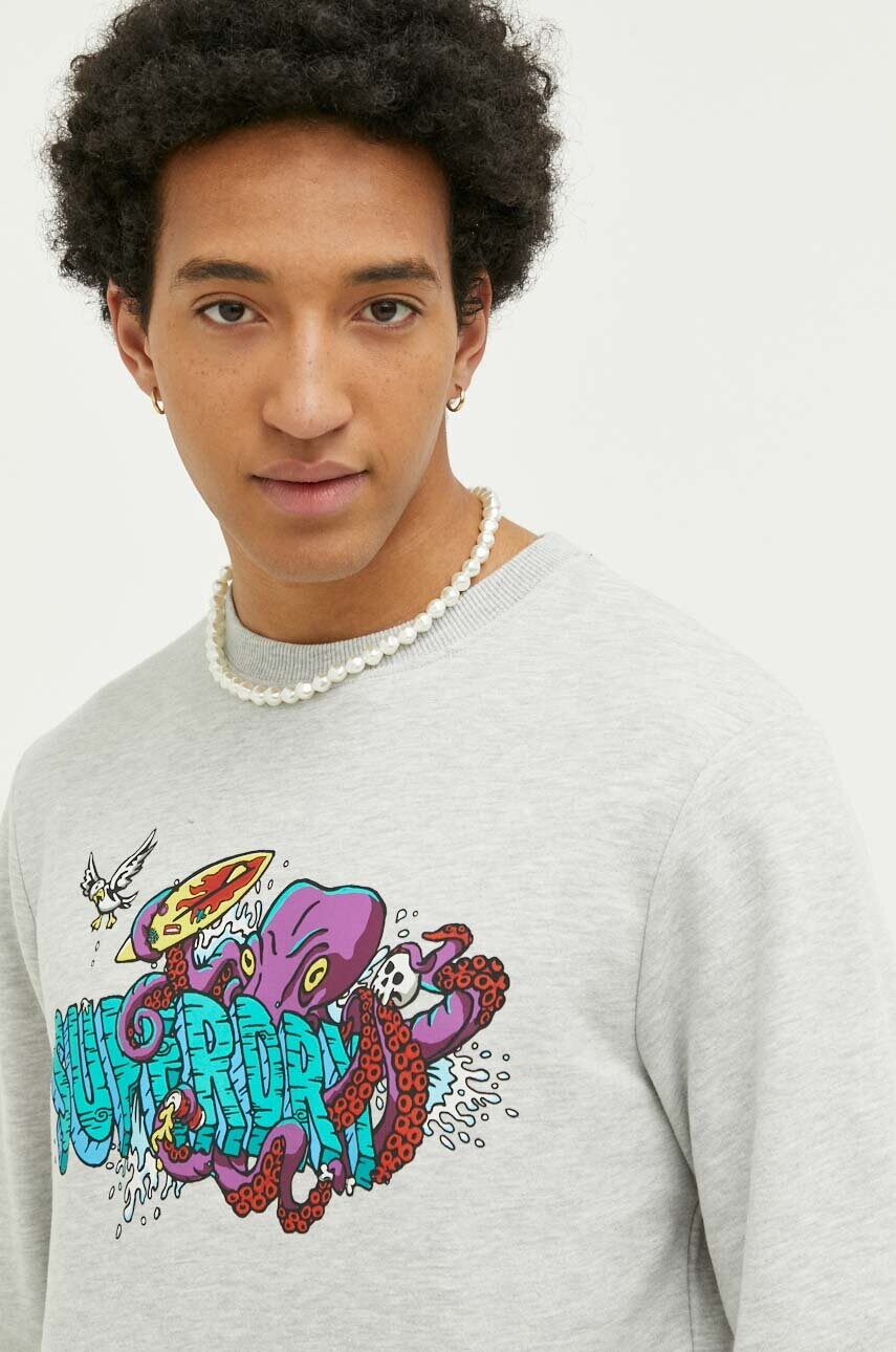 

Кофта Superdry мужская цвет серый узор