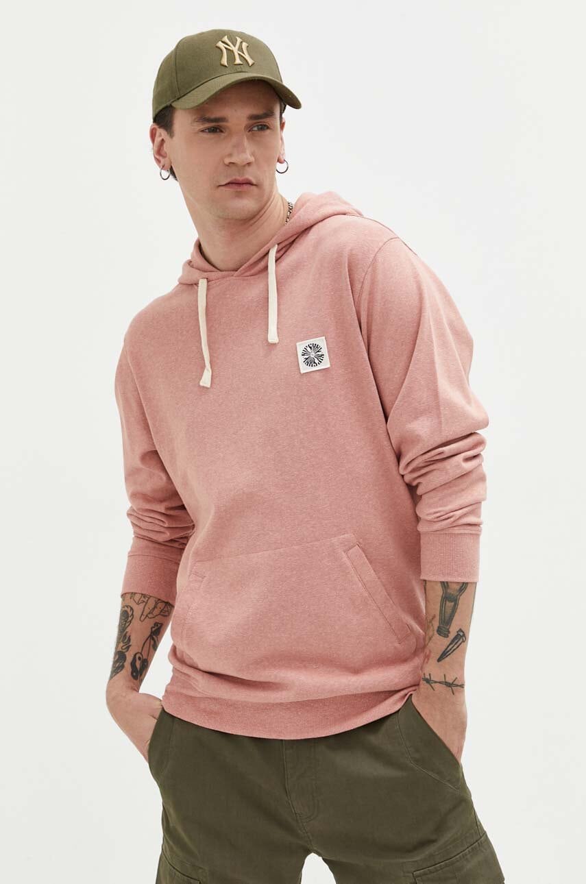 Rip curl bluza barbati, culoarea roz, cu glugă, neted