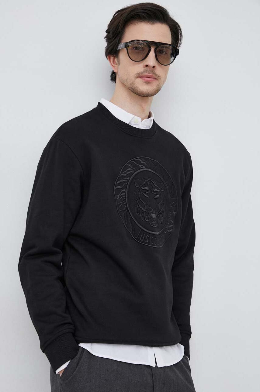 

Хлопковая кофта Just Cavalli мужская цвет чёрный с аппликацией
