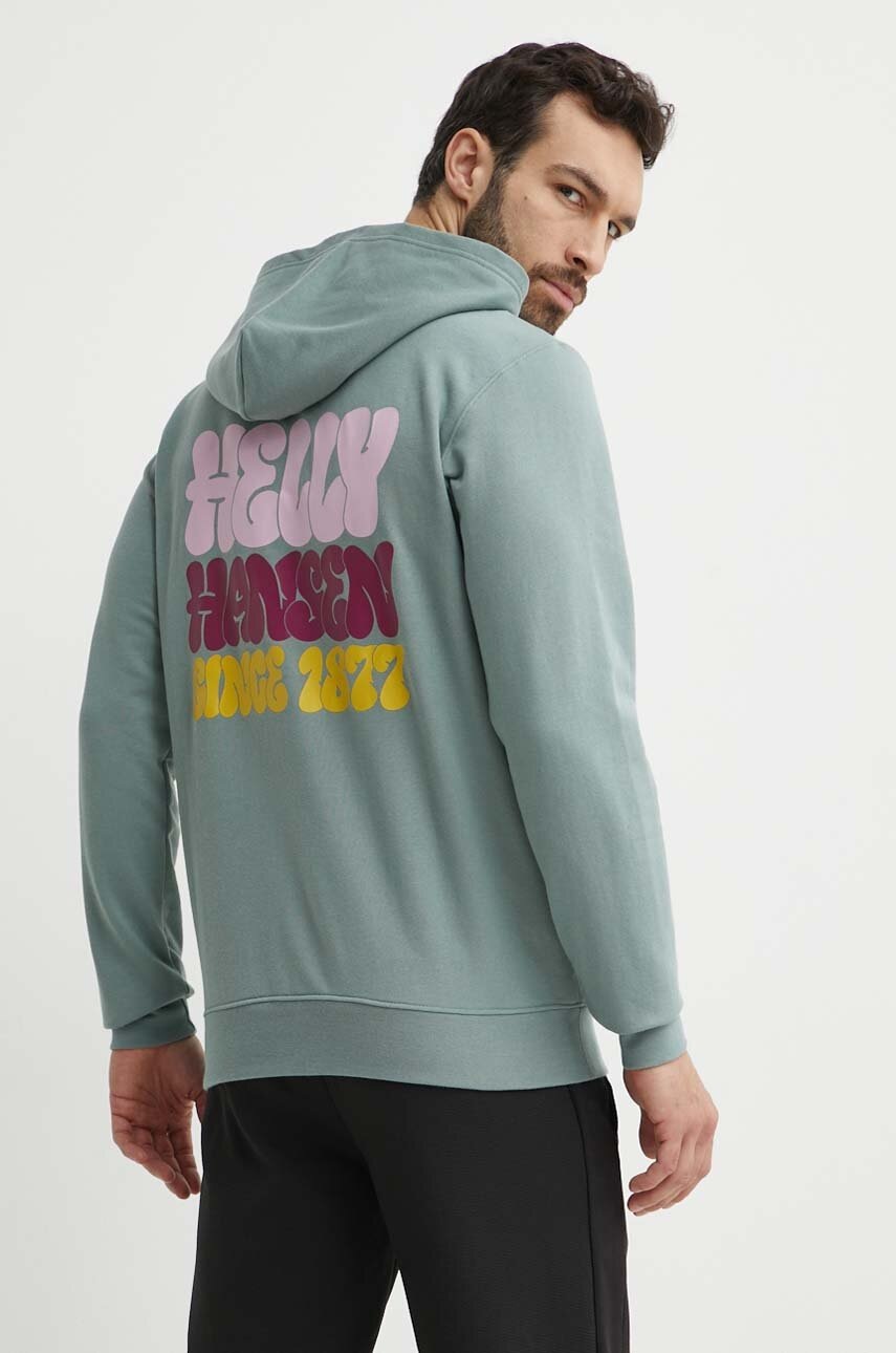 

Суичър Helly Hansen в зелено с качулка апликация 53251 53924, Зелен