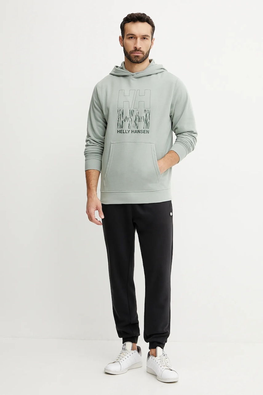 Кофта Helly Hansen мужская цвет зелёный с капюшоном с аппликацией Кофта Helly Hansen мужская цвет зелёный с капюшоном с аппликацией