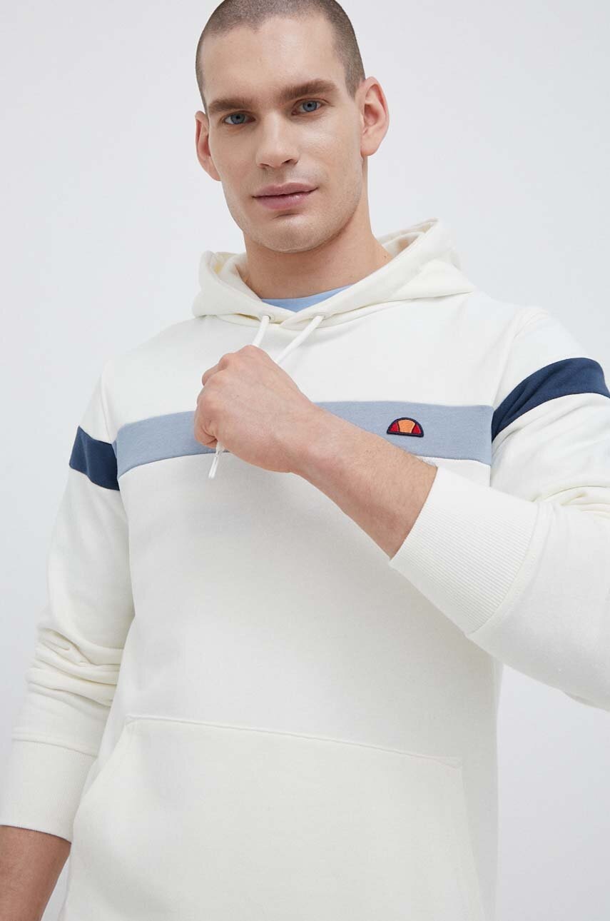 

Кофта Ellesse мужская цвет бежевый с капюшоном с аппликацией