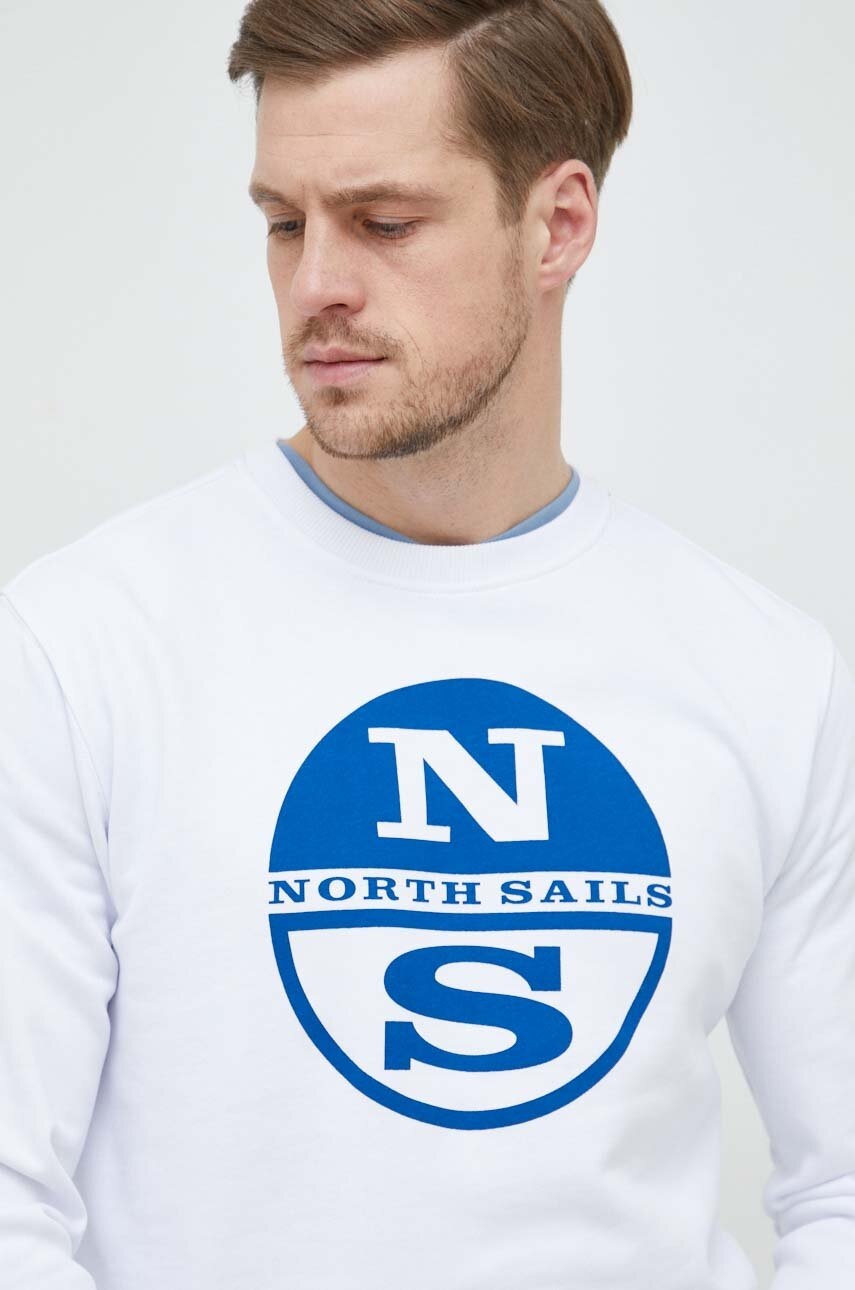 

Хлопковая кофта North Sails мужская цвет белый с принтом