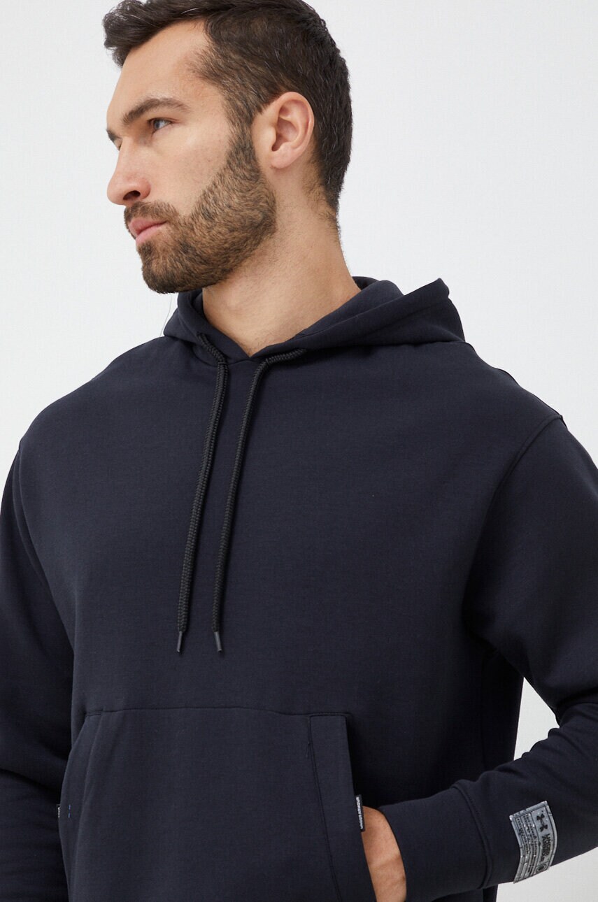 Under armour bluza barbati, culoarea negru, cu glugă, neted