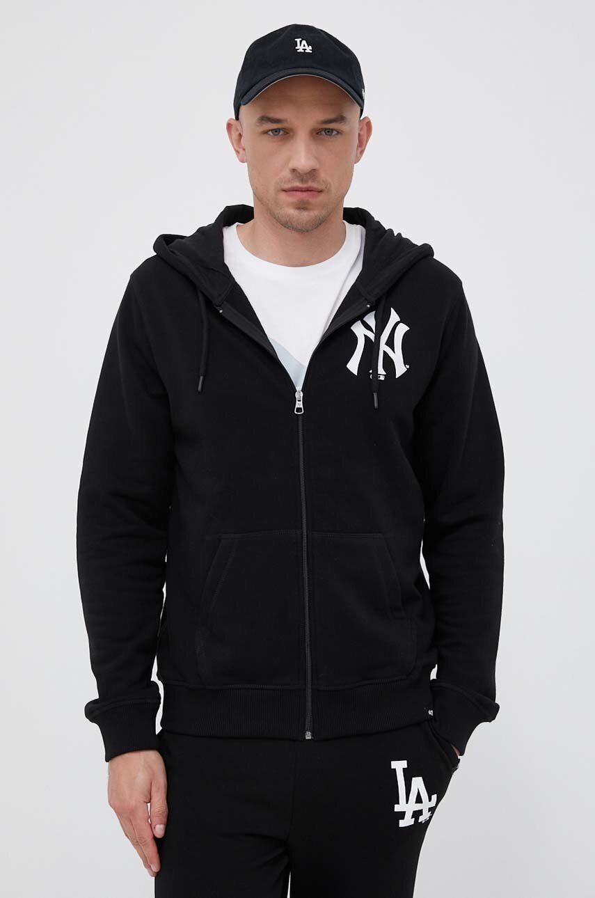 

Кофта 47brand MLB New York Yankees чоловіча колір чорний з капюшоном з принтом