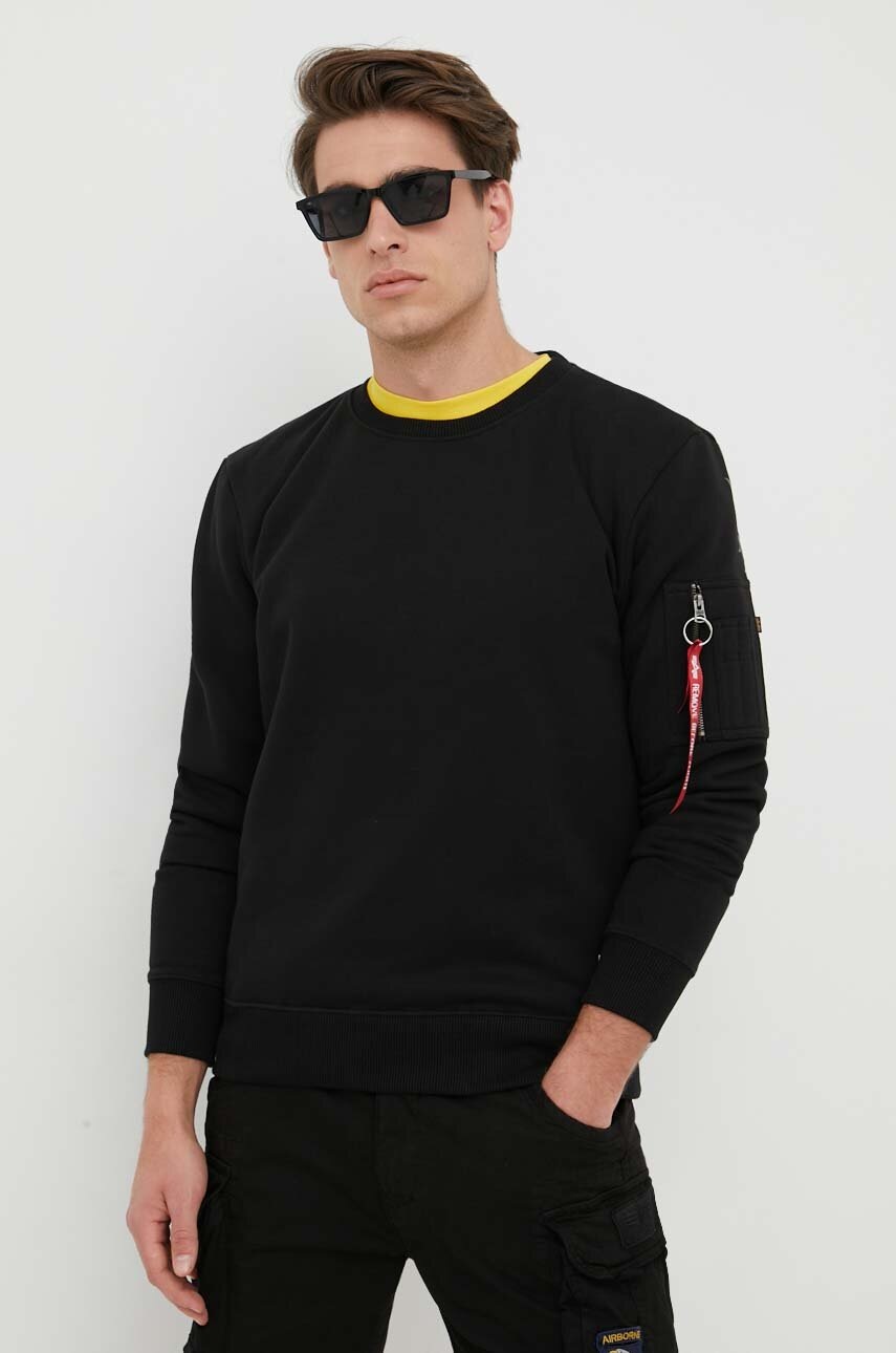 

Суичър Alpha Industries в черно с принт, Черен