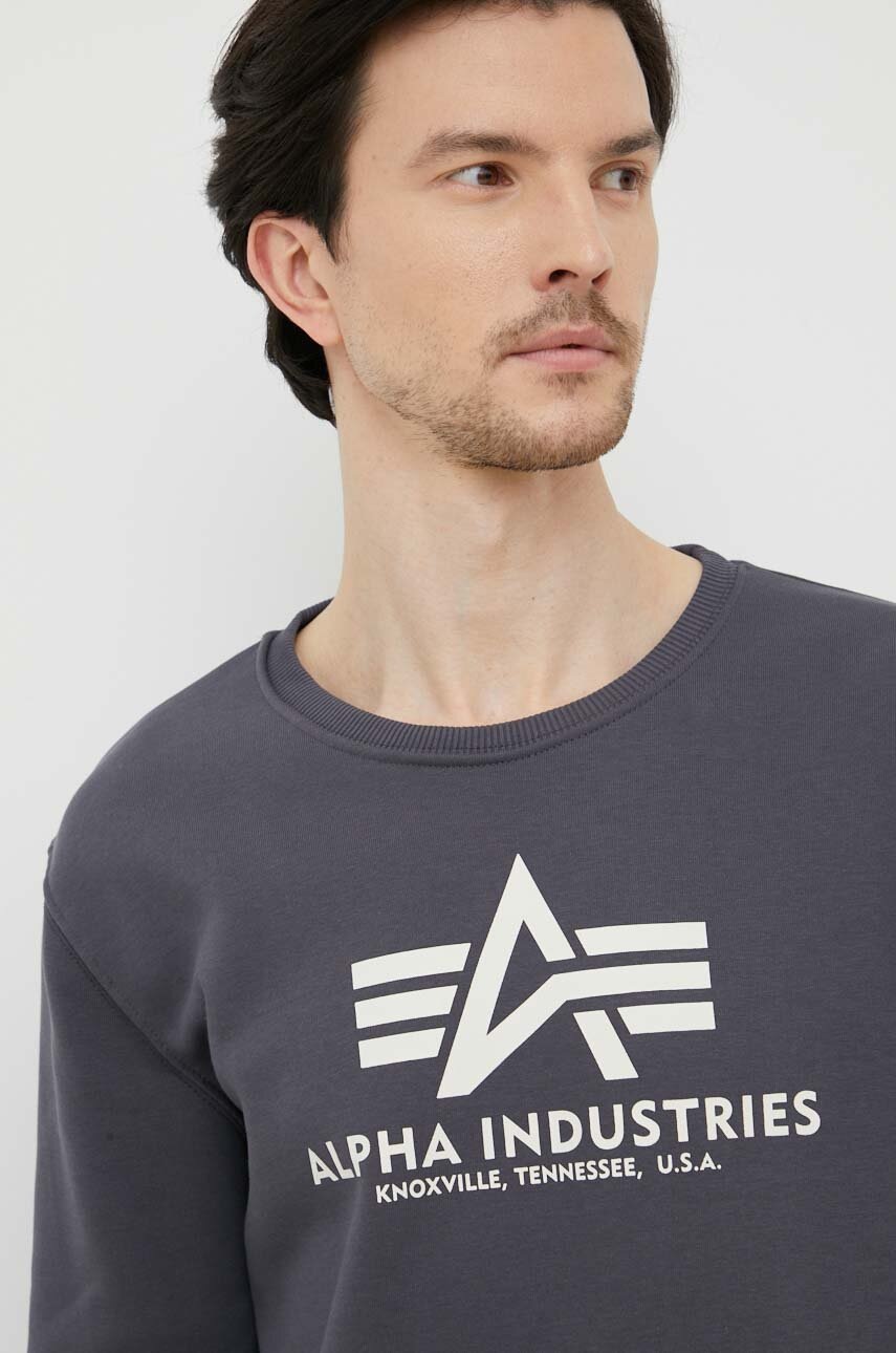 Кофта Alpha Industries чоловіча колір сірий з принтом 178302.136-GreyBlack 