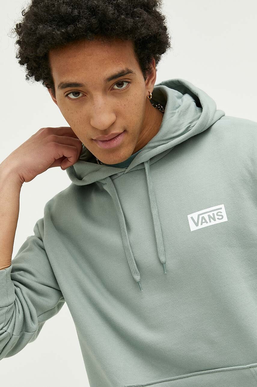 

Бавовняна кофта Vans чоловіча колір зелений з капюшоном з принтом