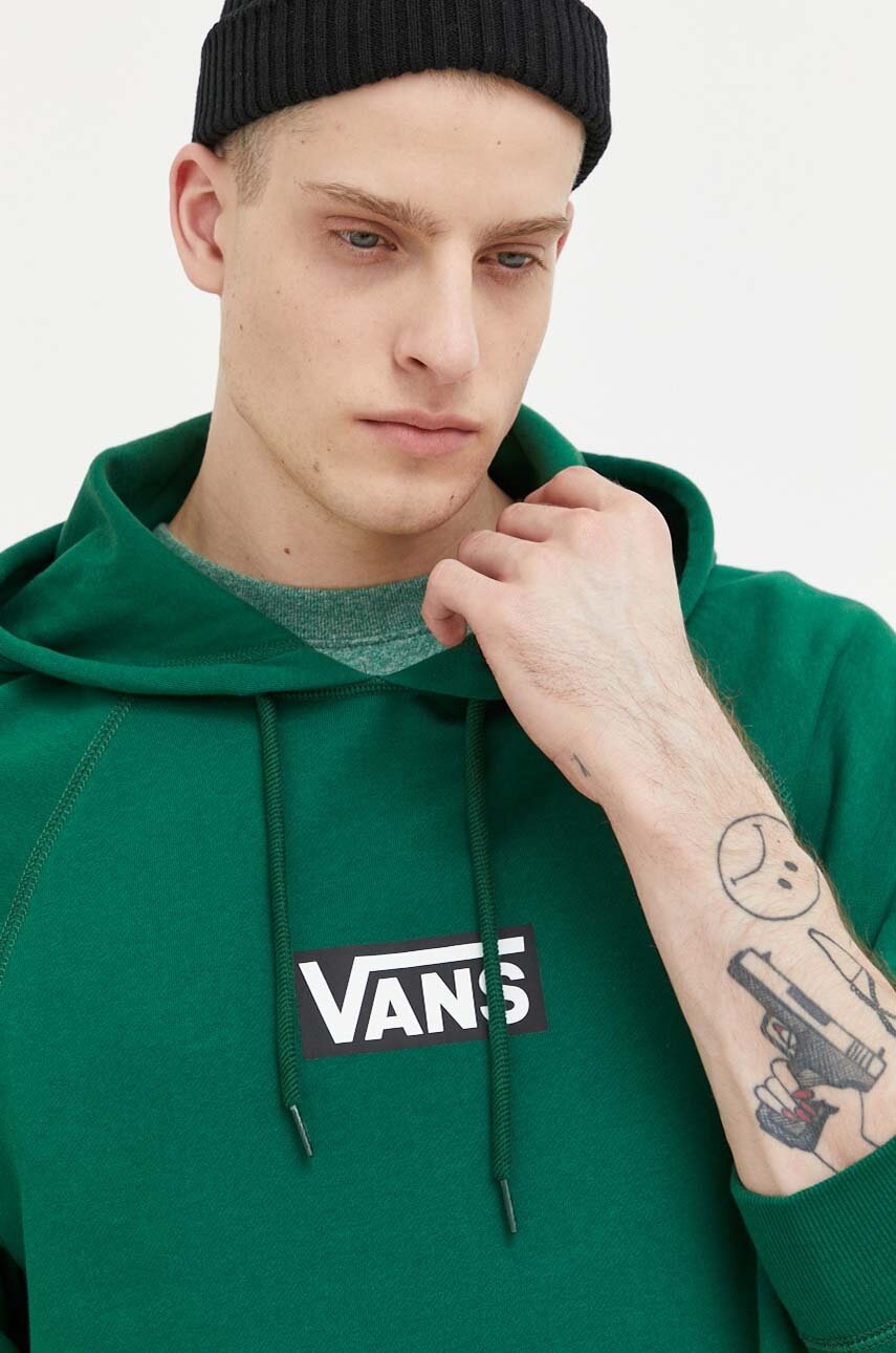 

Кофта Vans чоловіча колір зелений з капюшоном з принтом
