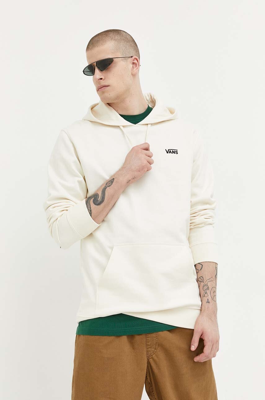 

Хлопковая кофта Vans мужская цвет бежевый с капюшоном с аппликацией