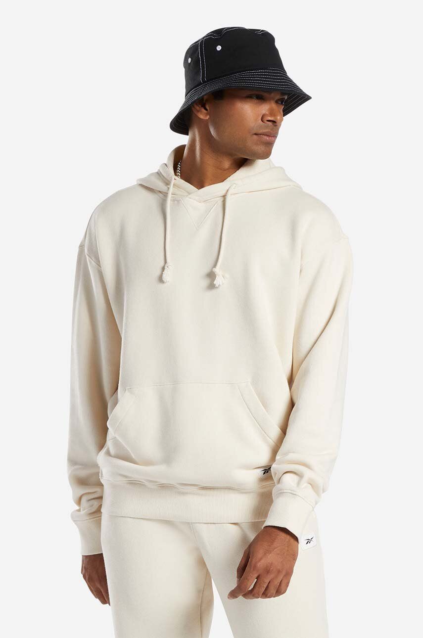 E-shop Bavlněná mikina Reebok Classic Nd FT Hoodie pánská, béžová barva, s kapucí, hladká, HS9141-cream