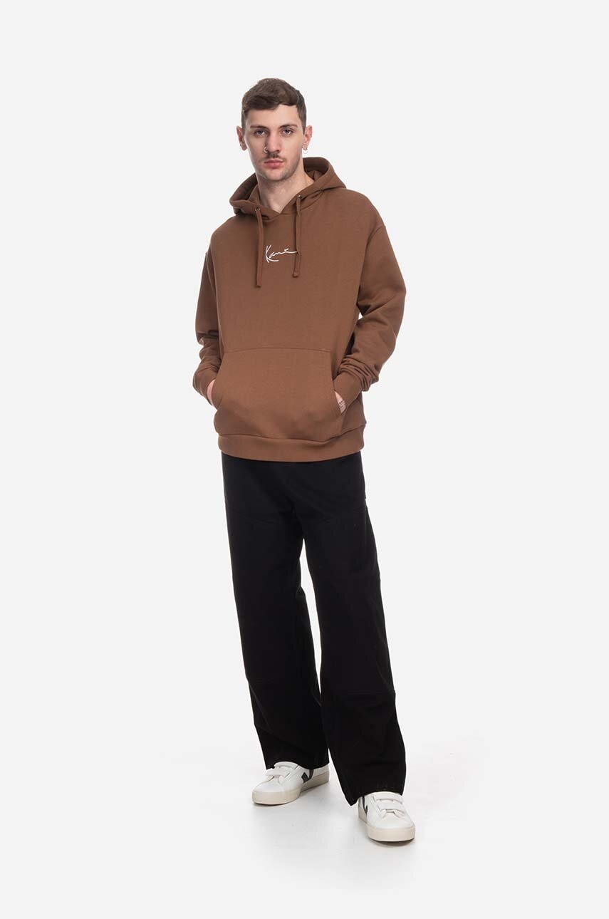 Μπλούζα Karl Kani χρώμα: καφέ, με κουκούλα φωτογραφία