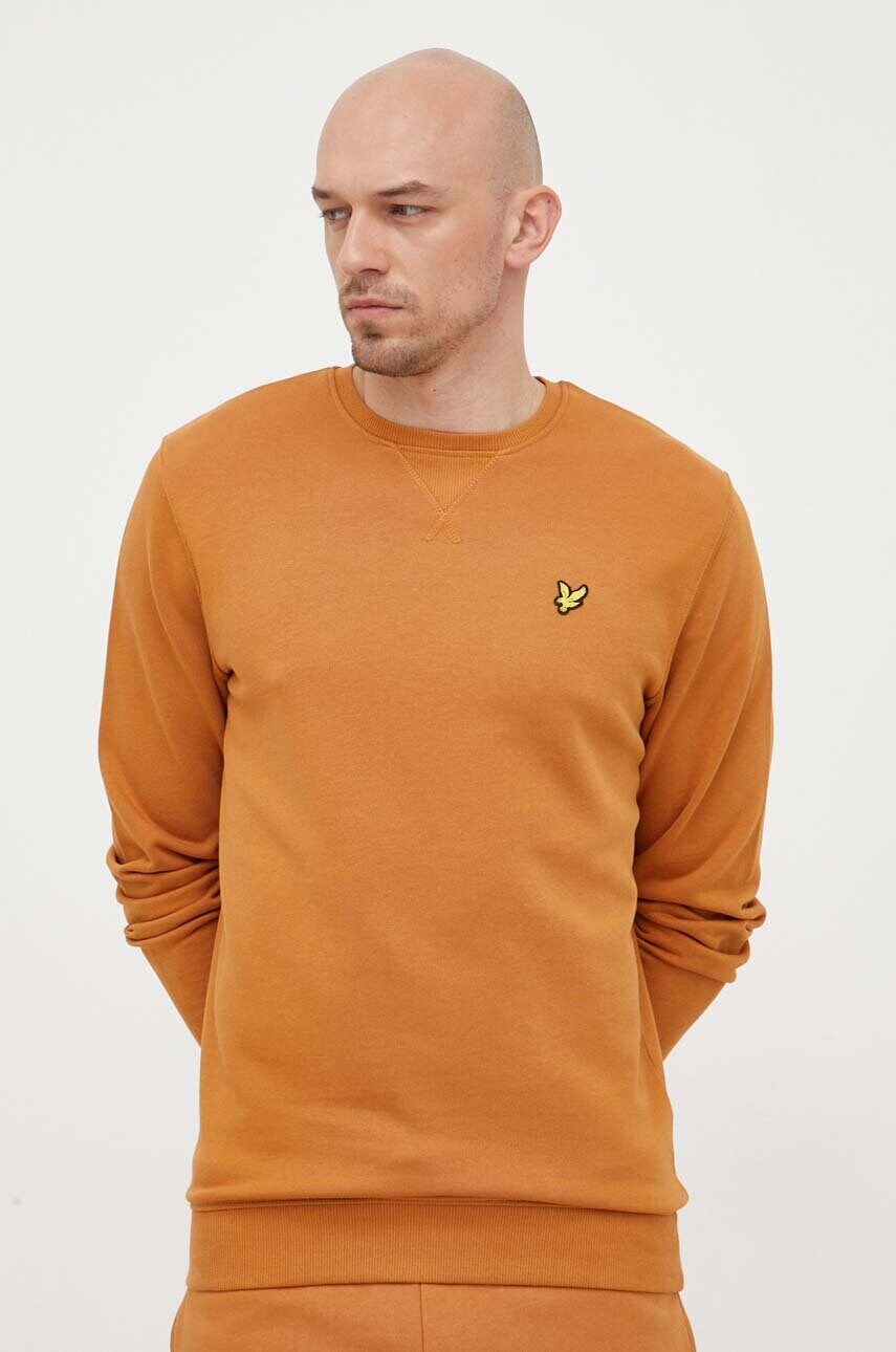 Lyle & scott hanorac de bumbac barbati, culoarea maro, neted