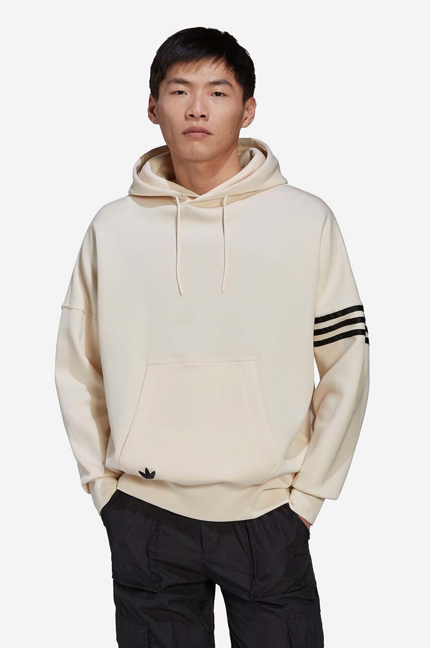 Adidas Originals Bluză Bărbați, Culoarea Bej, Cu Glugă, Cu Model HM1870-cream