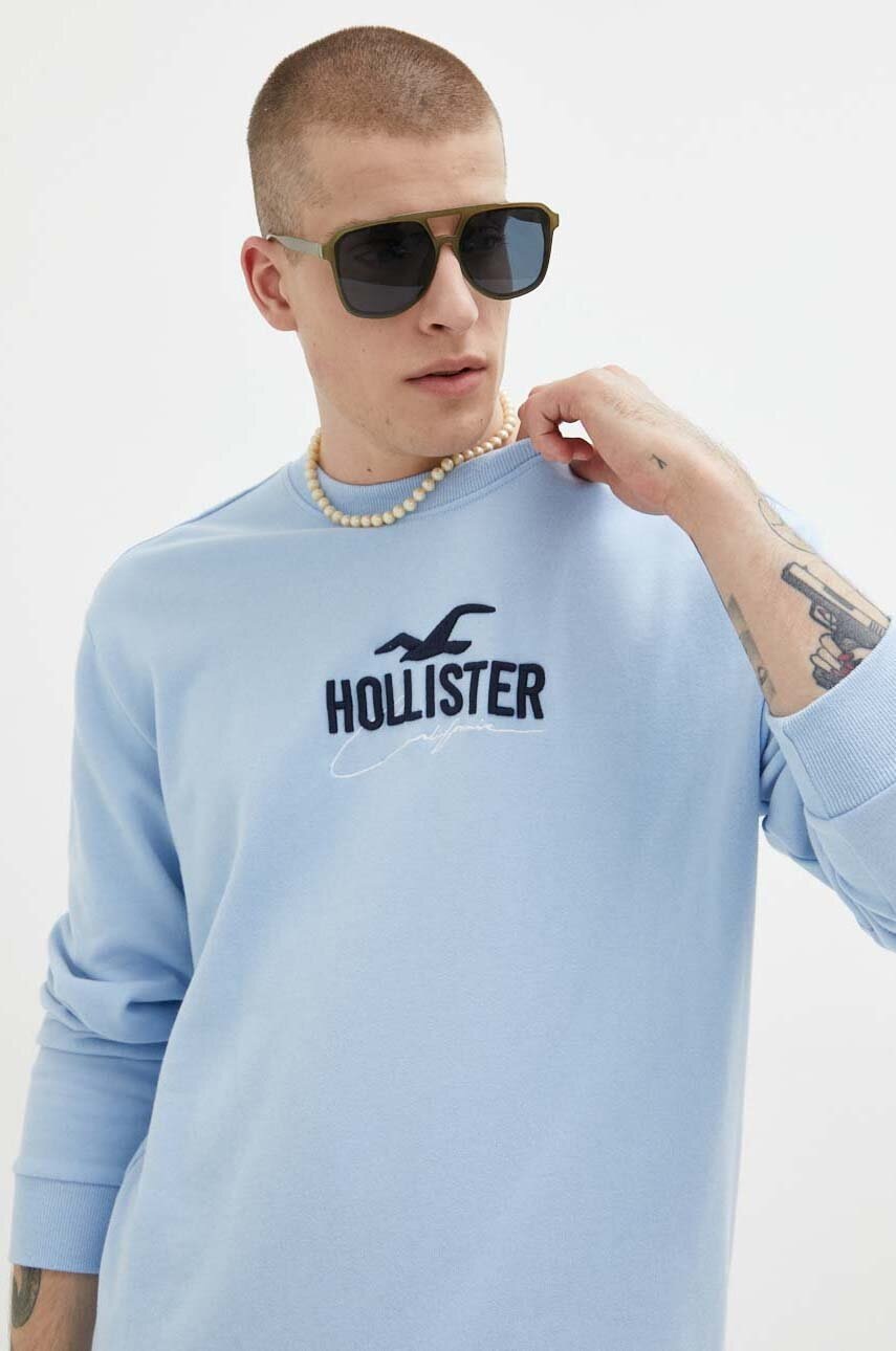 

Суичър Hollister Co. в синьо с апликация, Син