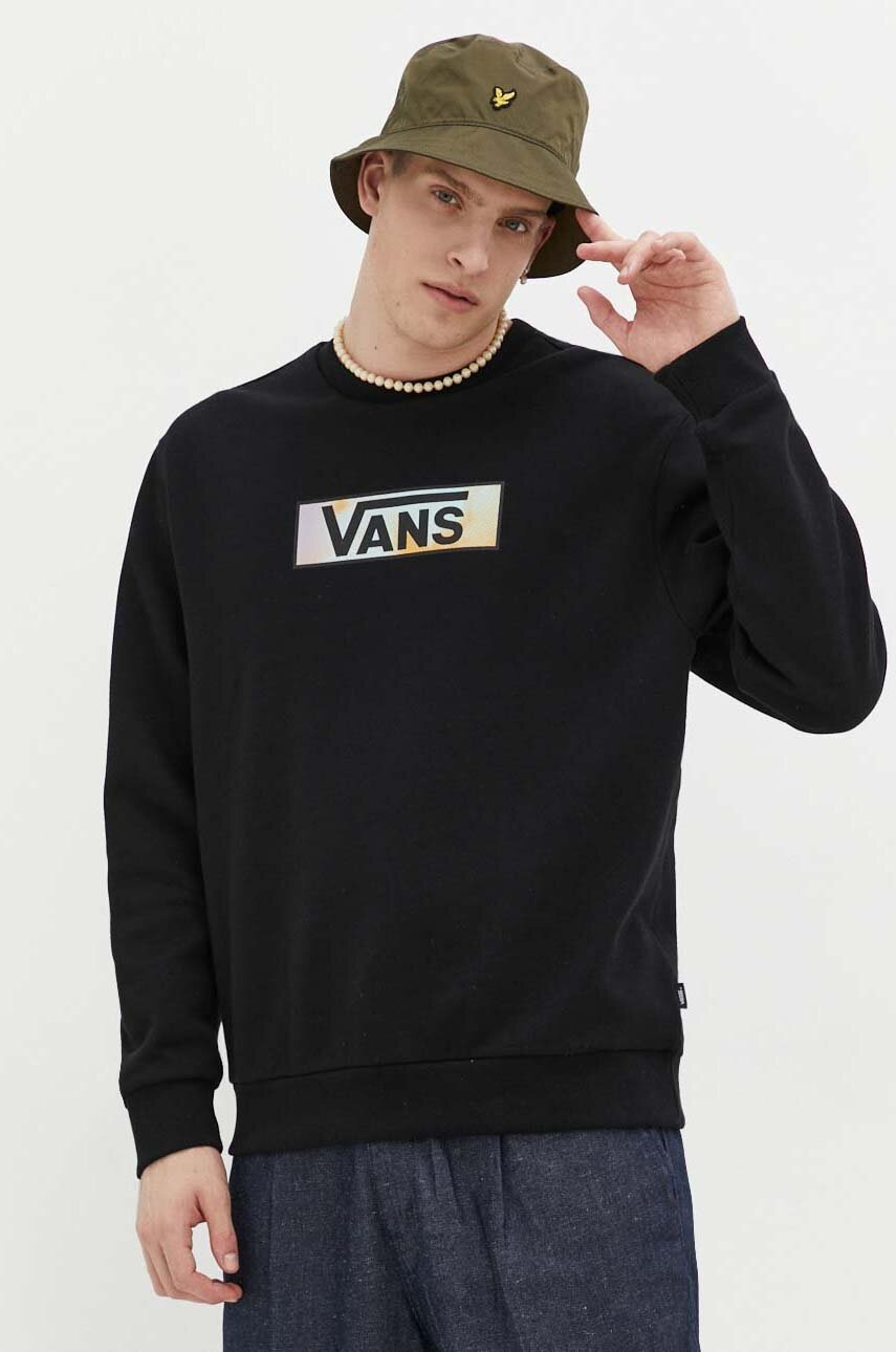

Бавовняна кофта Vans чоловіча колір чорний з принтом