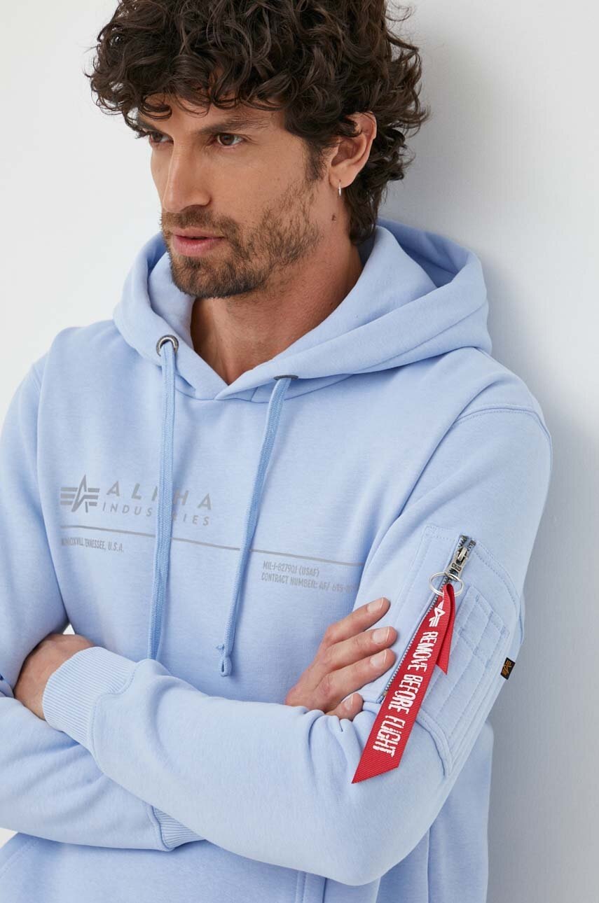 

Кофта Alpha Industries чоловіча з капюшоном з принтом