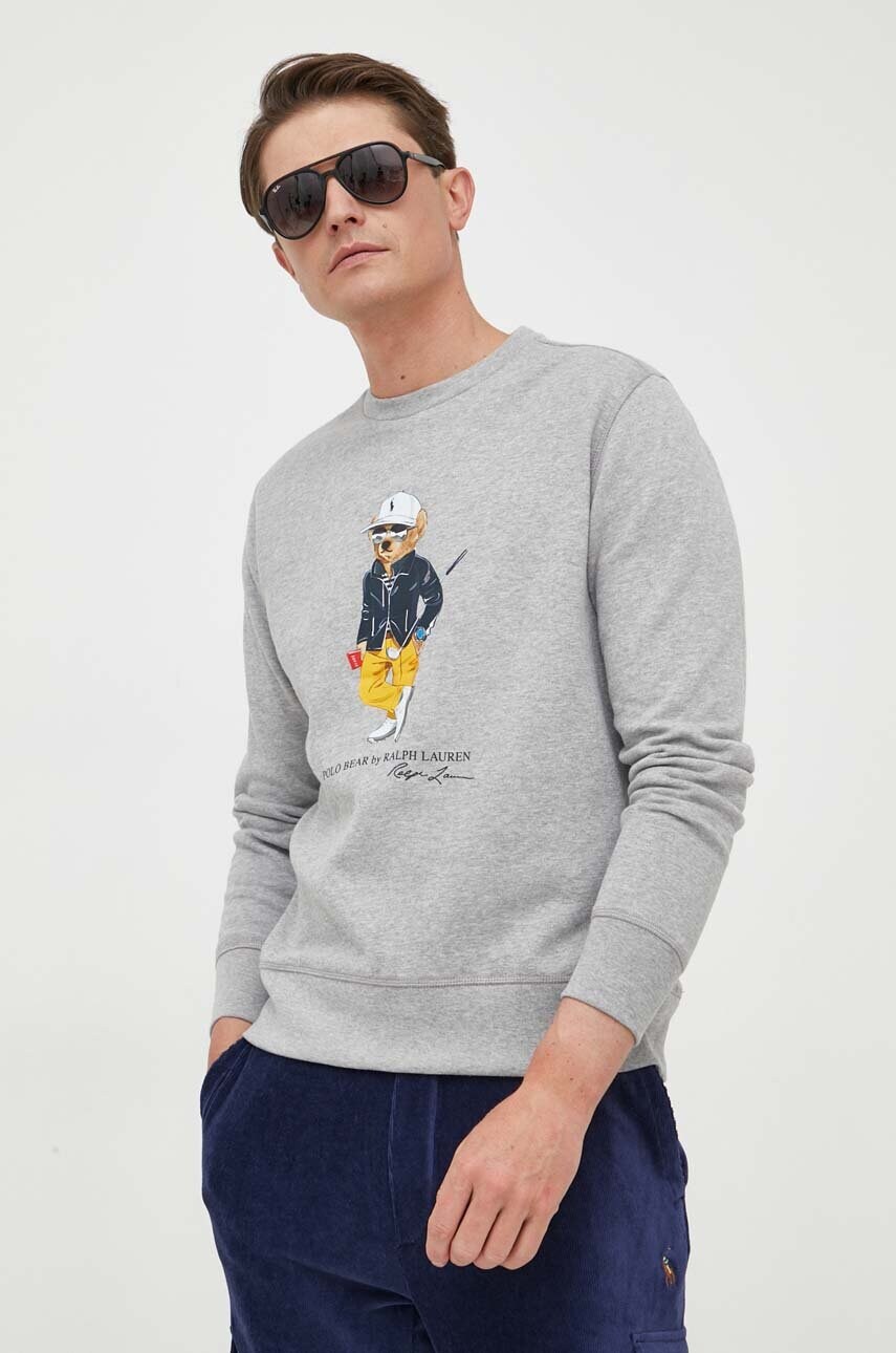 

Кофта Polo Ralph Lauren мужская цвет серый с принтом