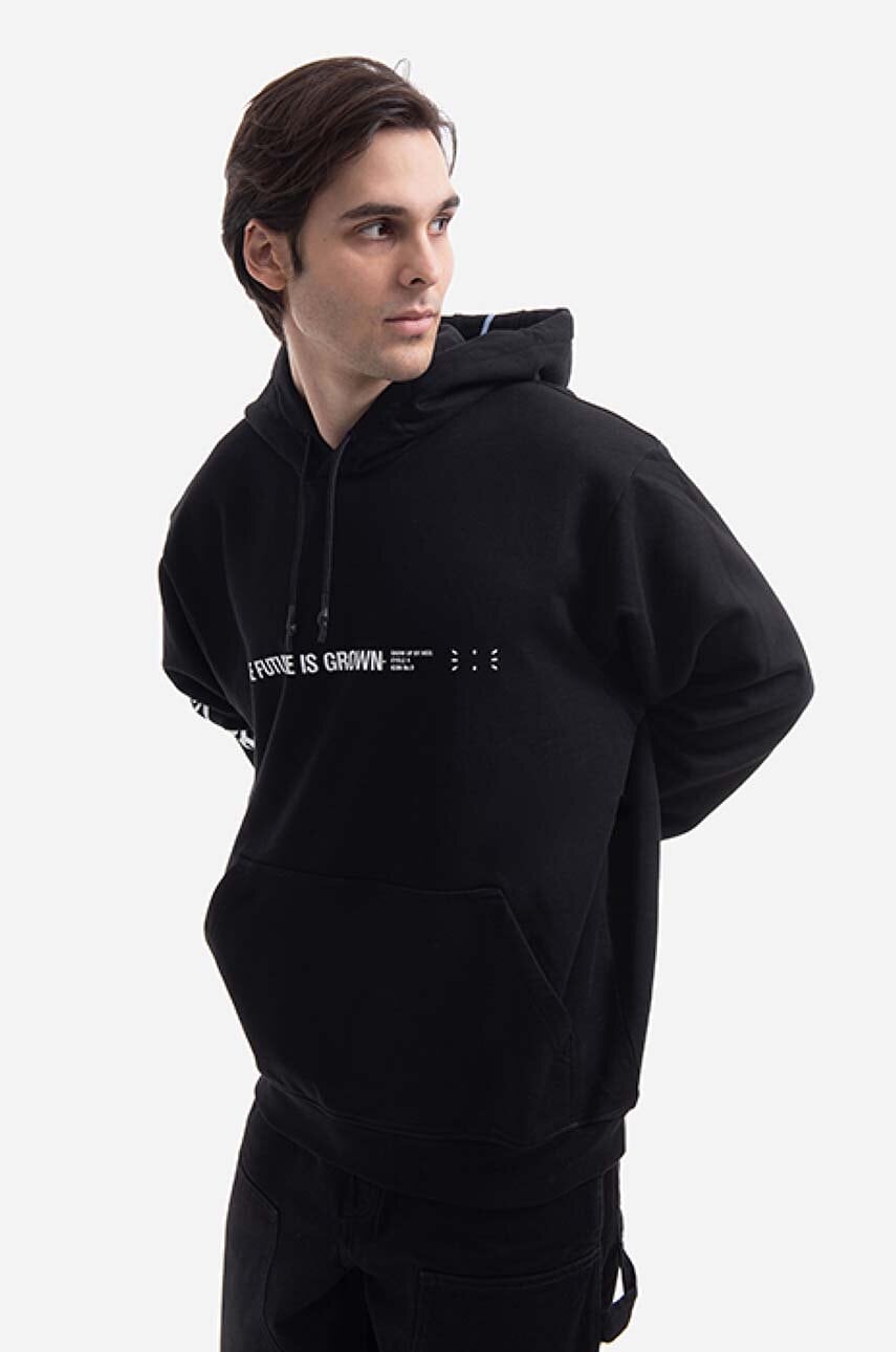 MCQ hanorac de bumbac Manifesto bărbați, culoarea negru, cu glugă, cu imprimeu 624727RST751000-BLACK MCQ hanorac de bumbac Manifesto bărbați, culoarea negru, cu glugă, cu imprimeu 624727RST751000-BLACK