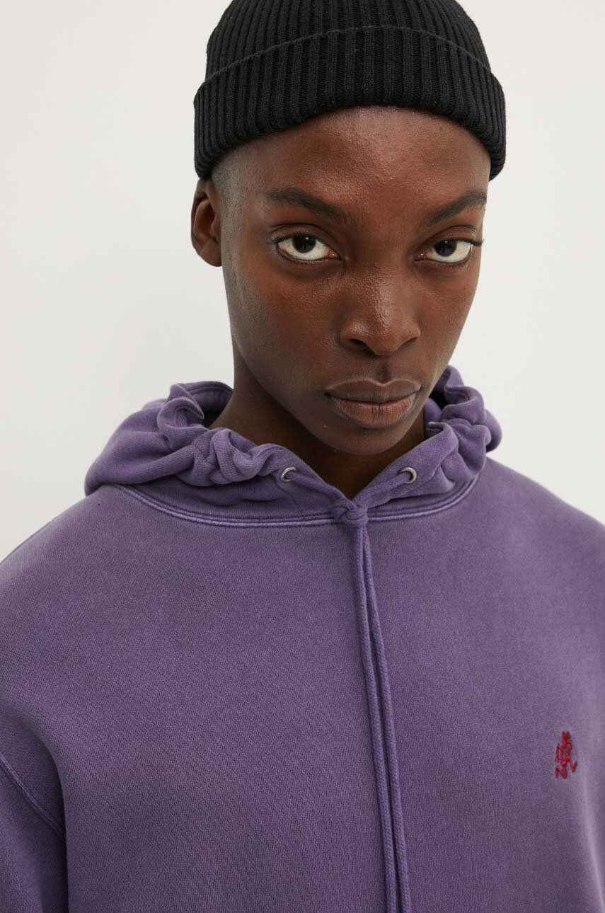Gramicci hanorac de bumbac One Point Hooded Sweatshirt barbati, culoarea violet, cu glugă, neted