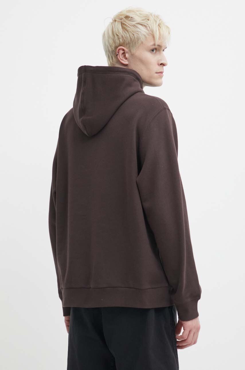 Gramicci Hanorac De Bumbac One Point Hooded Sweatshirt Barbati, Culoarea Maro, Cu Glugă, Neted