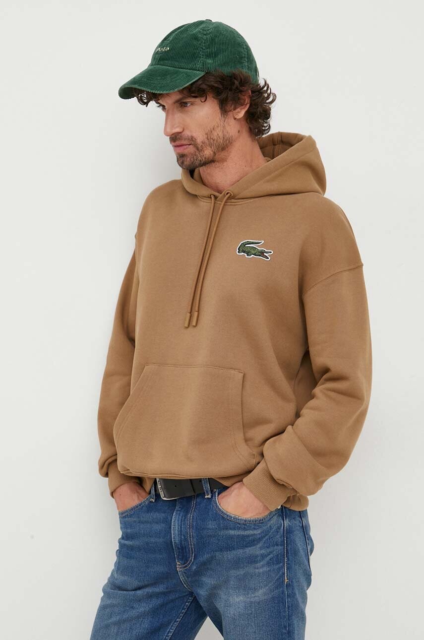 

Хлопковая кофта Lacoste мужская цвет коричневый меланж